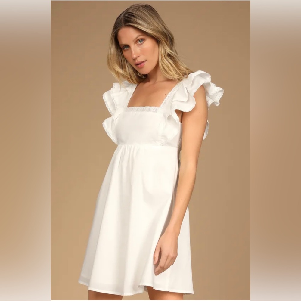 Lulus Marvelous Time White Ruffled Mini Dress - Size M